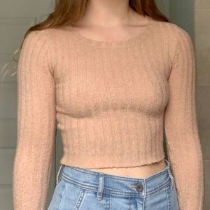 Forever 21 fan ribbed cropped sweater